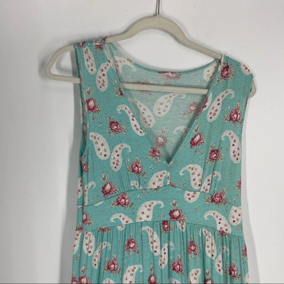 Garnet Hill soft flowy mint green maxi with paisley XS - Picture 4 of 4